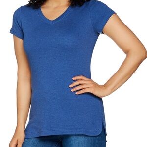 Isaac Mizrahi Essentials Women's Royal Blue V-Neck Short Sleeve Tee